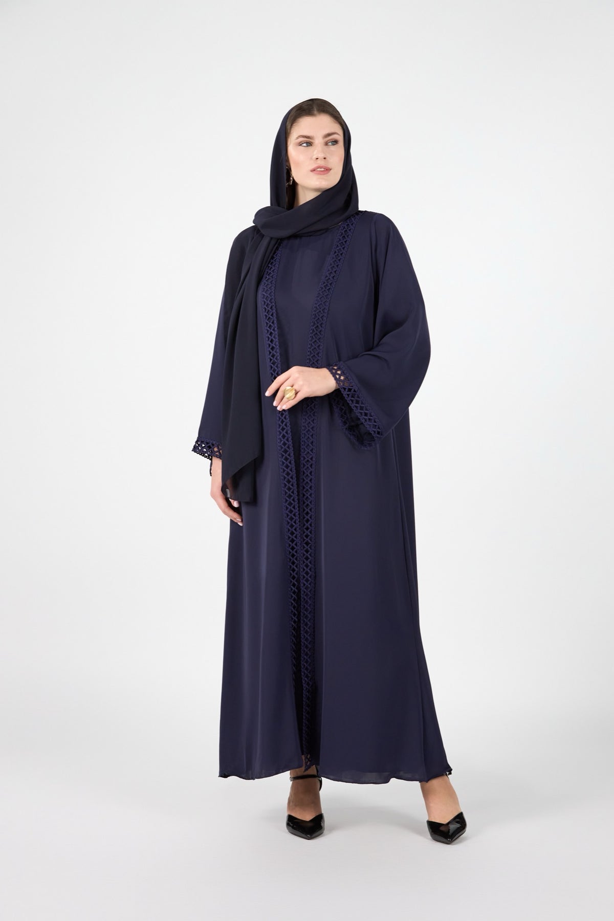 Celestial Veil Midnight Veil Open Abaya