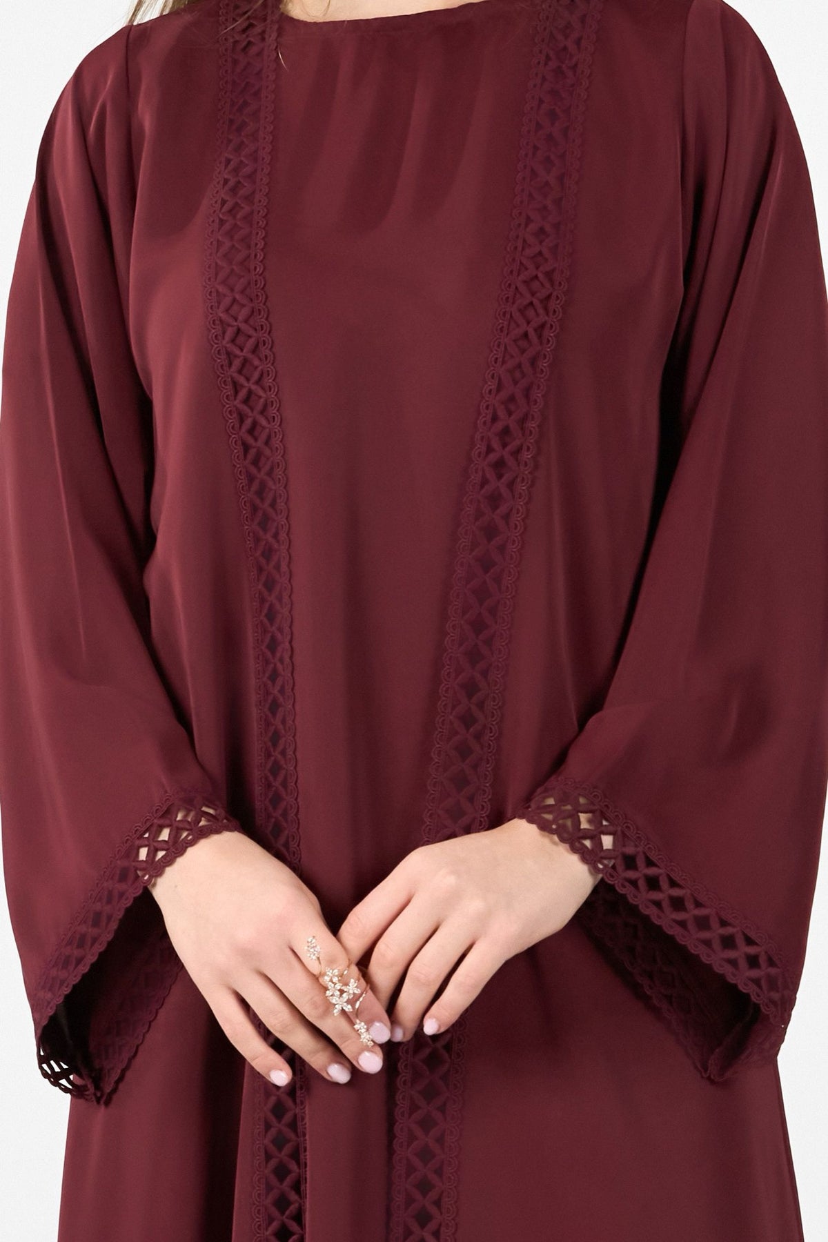 Celestial Veil Crimson Grace Open Abaya