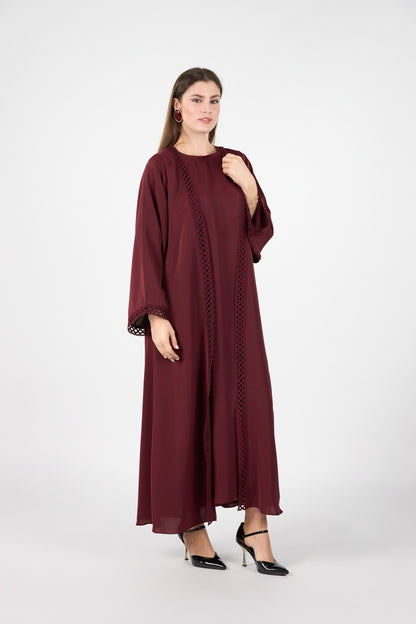 Celestial Veil Crimson Grace Open Abaya