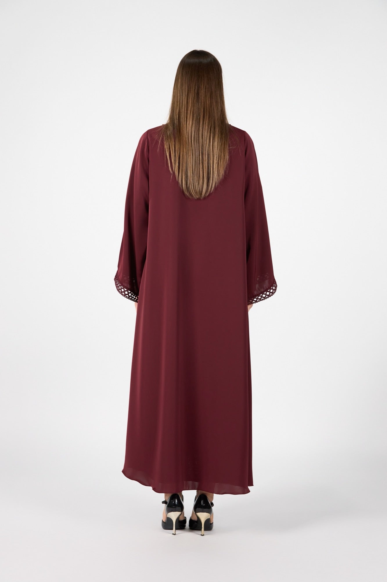 Menatique | Celestial Veil | Crimson Grace | Luxury Open Abaya