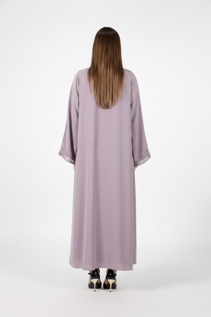 Celestial Veil Dusty Lavender Open Abaya