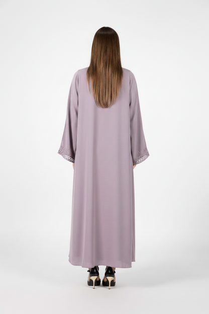 Celestial Veil Dusty Lavender Open Abaya