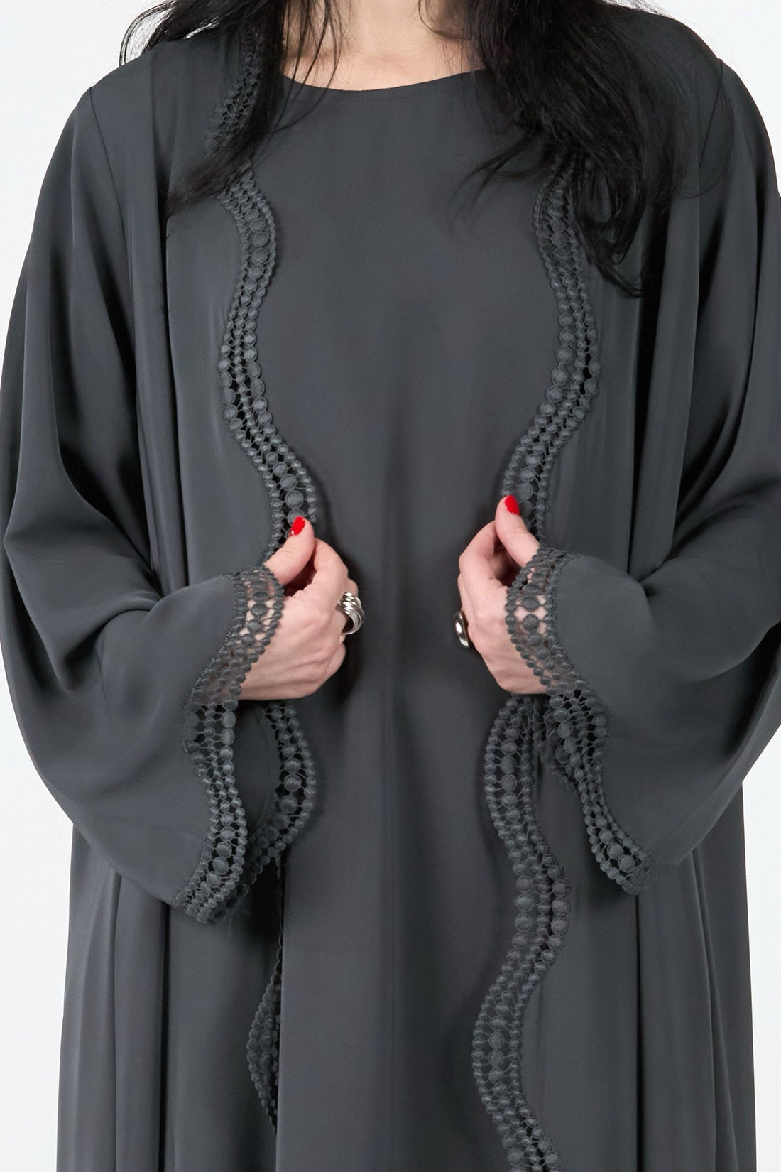 Celestial Veil Shadow Wave Open Abaya
