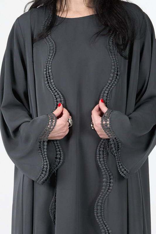 Menatique | Celestial Veil | Shadow Wave | Luxury Open Abaya