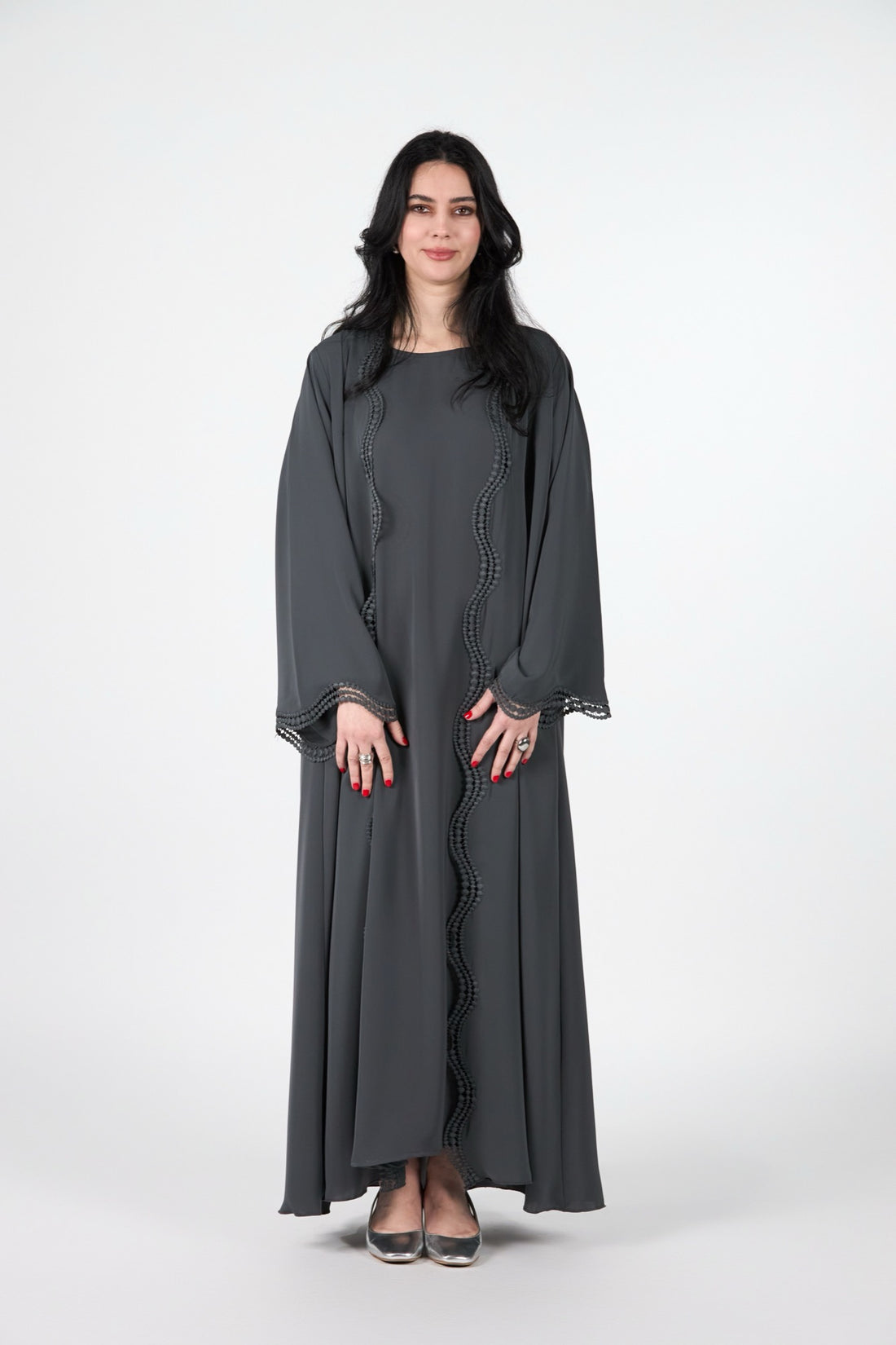 Celestial Veil Shadow Wave Open Abaya