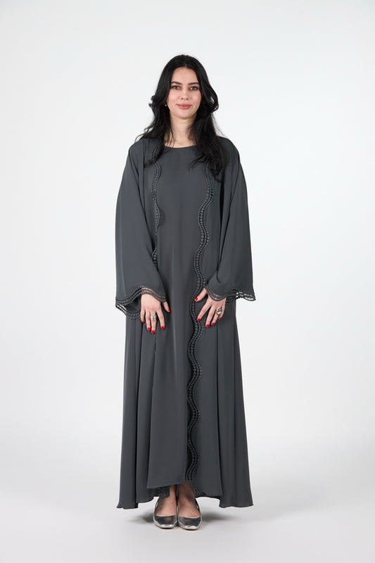 Menatique | Celestial Veil | Shadow Wave | Luxury Open Abaya