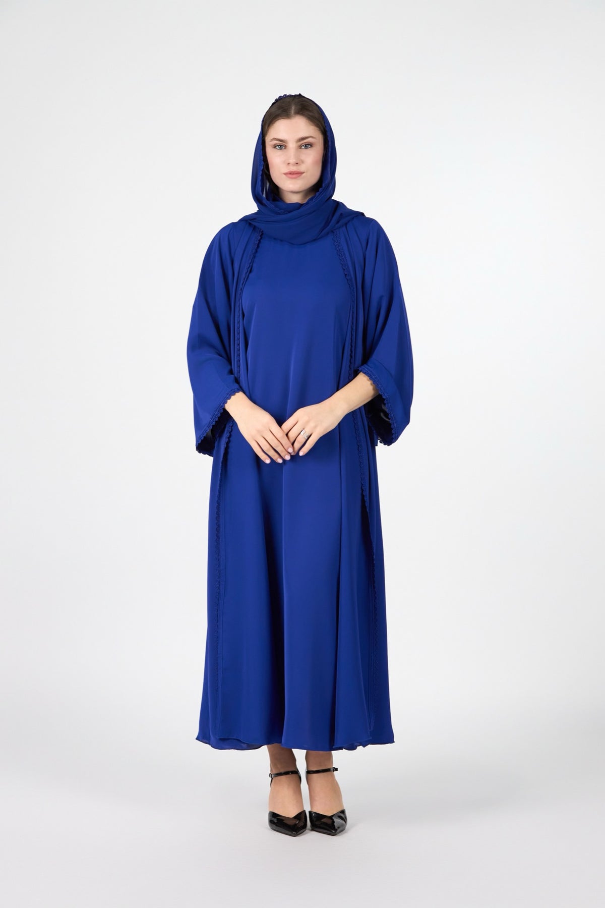 Celestial Veil Sapphire Flow Open Abaya