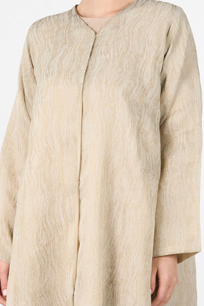 Pearl Essence Golden Veil Textured 3-Piece Abaya