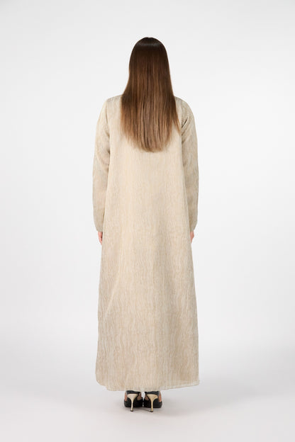 Pearl Essence Golden Veil Textured 3-Piece Abaya