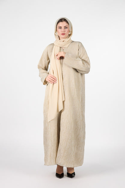 Pearl Essence Golden Veil Textured 3-Piece Abaya