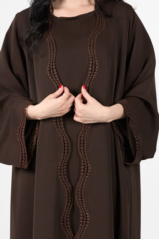 Menatique | Celestial Veil | Bronze Mirage | Luxury Open Abaya