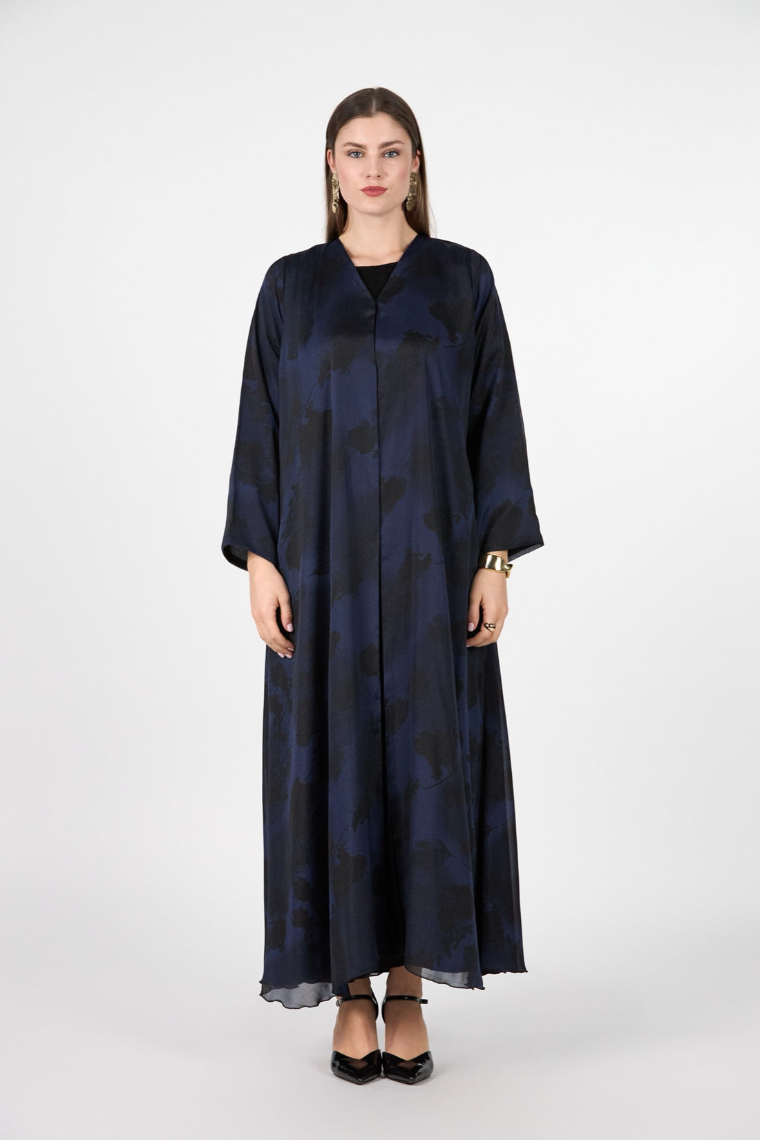Noir Bloom Midnight Mist Textured Abaya
