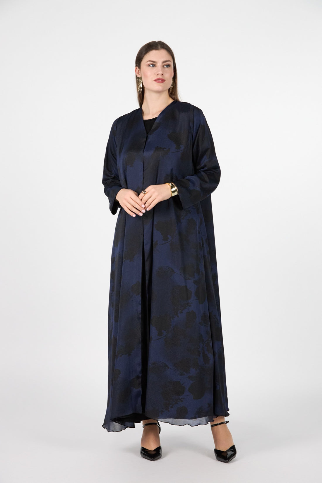 Noir Bloom Midnight Mist Textured Abaya