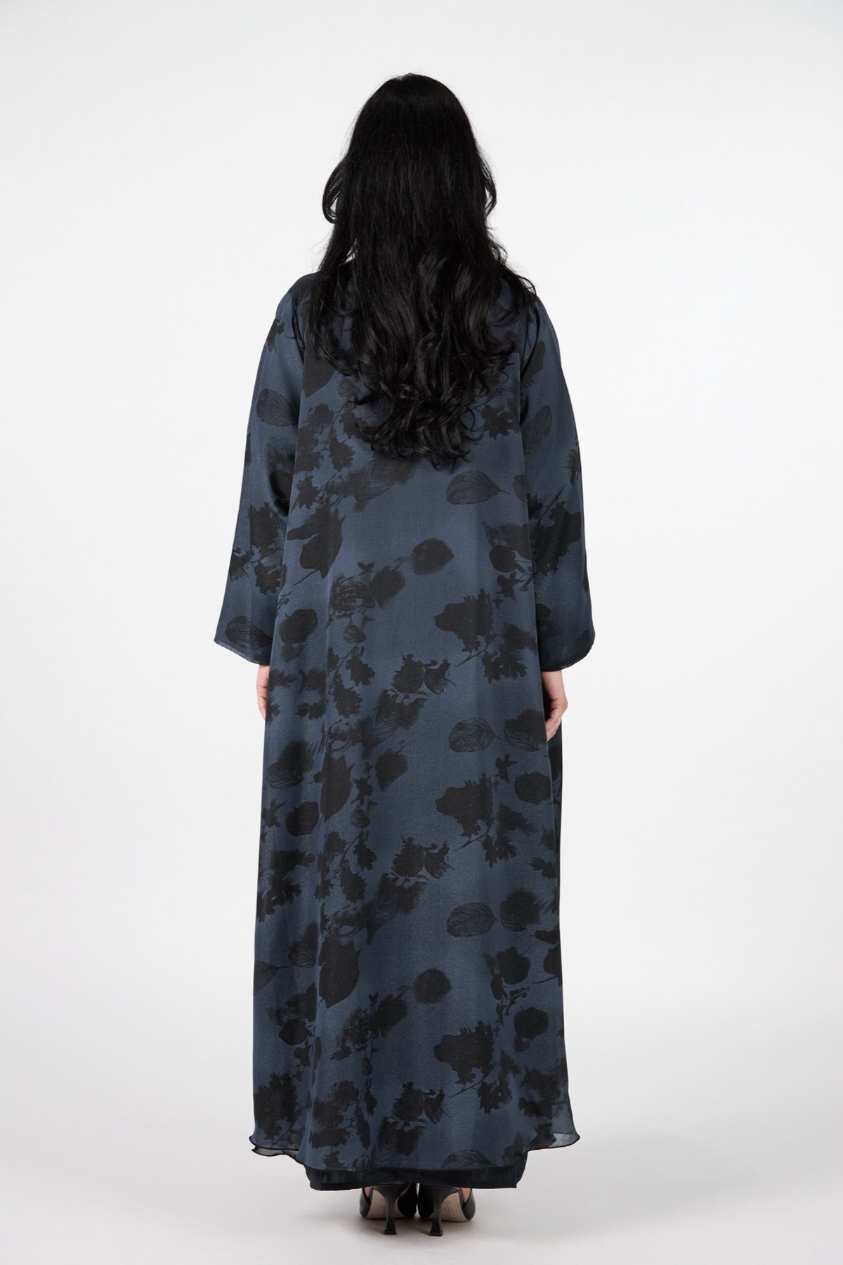Noir Bloom Midnight Bloom Floral Textured 3-Piece Abaya
