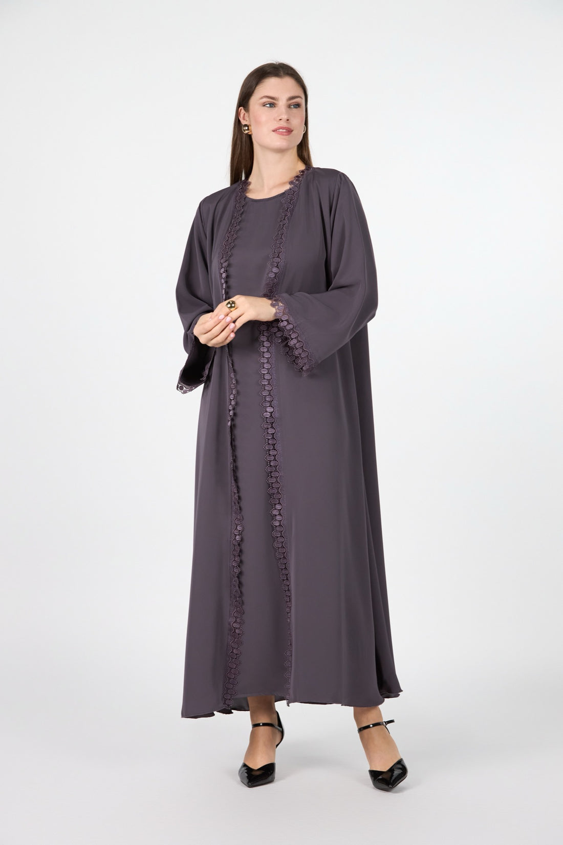 Celestial Veil Mocha Eclipse Open Abaya