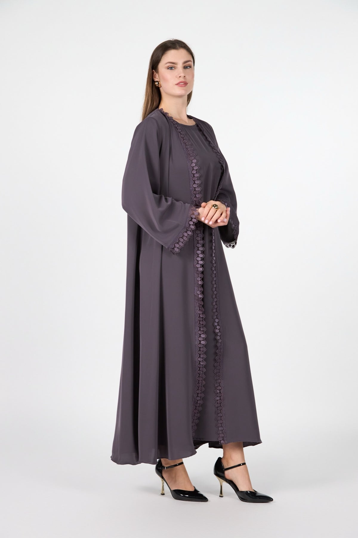 Celestial Veil Mocha Eclipse Open Abaya