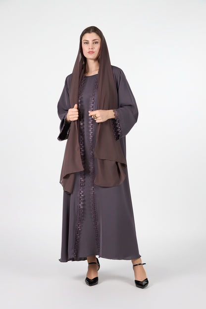Celestial Veil Mocha Eclipse Open Abaya