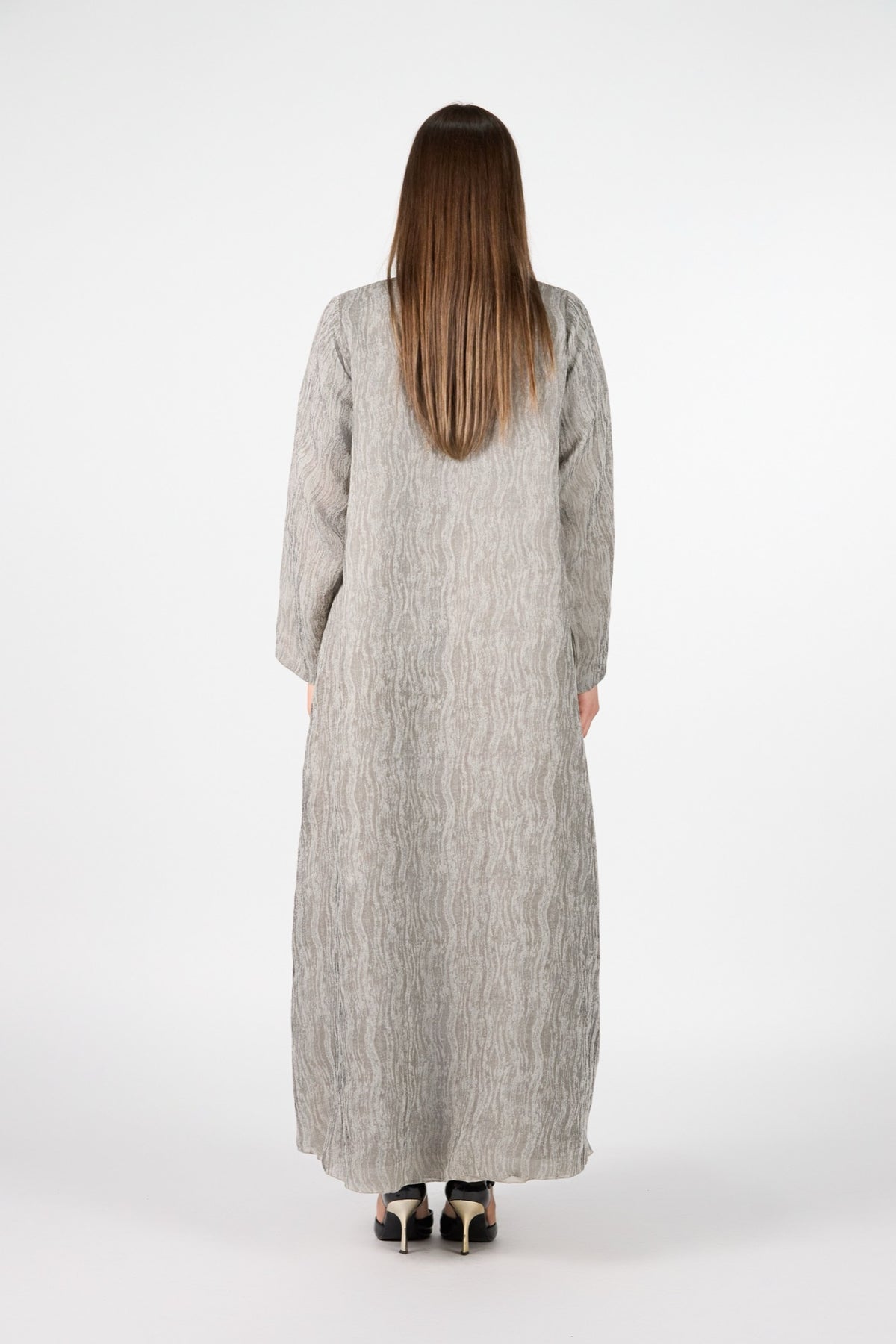 Pearl Essence Silver Sand Textured 3-Piece Abaya