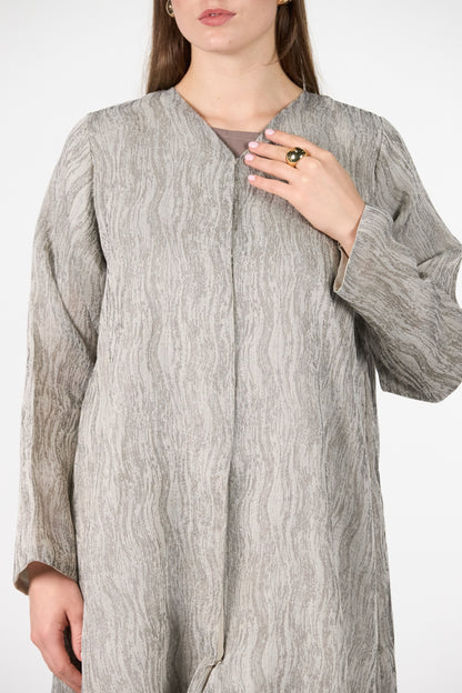 Pearl Essence Silver Sand Textured 3-Piece Abaya