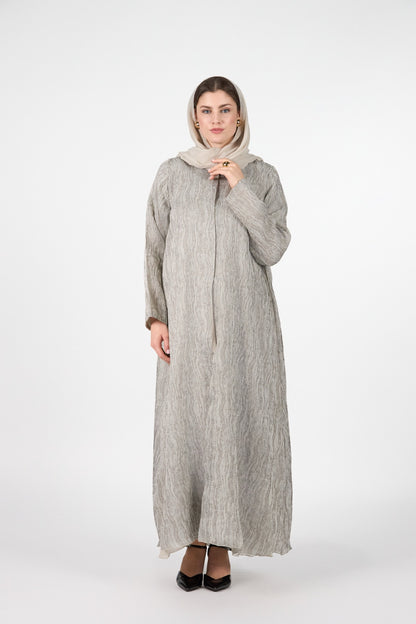 Pearl Essence Silver Sand Textured 3-Piece Abaya