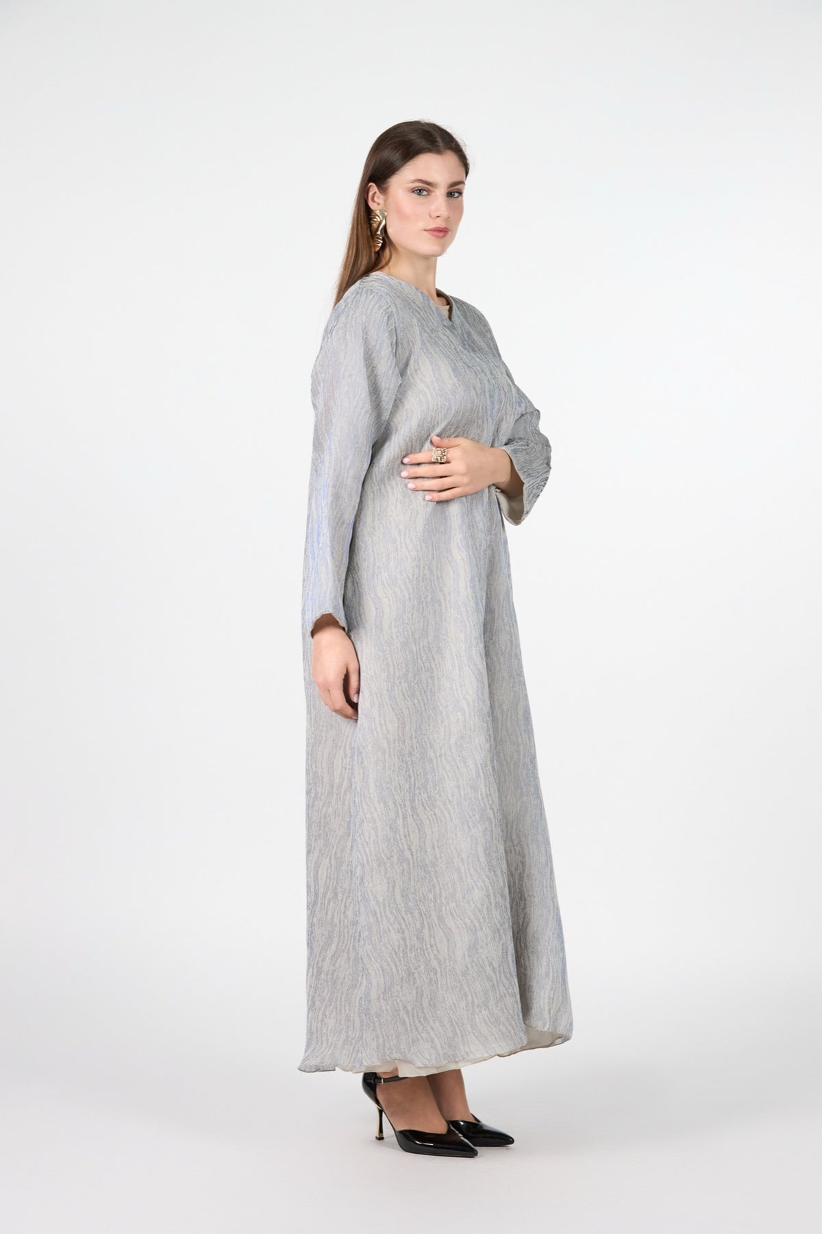 Pearl Essence Frost Veil Textured 3-Piece Abaya