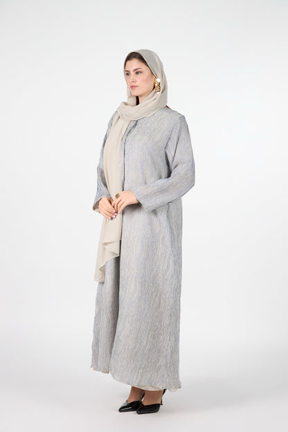 Pearl Essence Frost Veil Textured 3-Piece Abaya