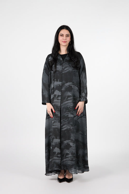 Menatique | Noir Bloom | Nebula Shadow Abaya/3 Pieces