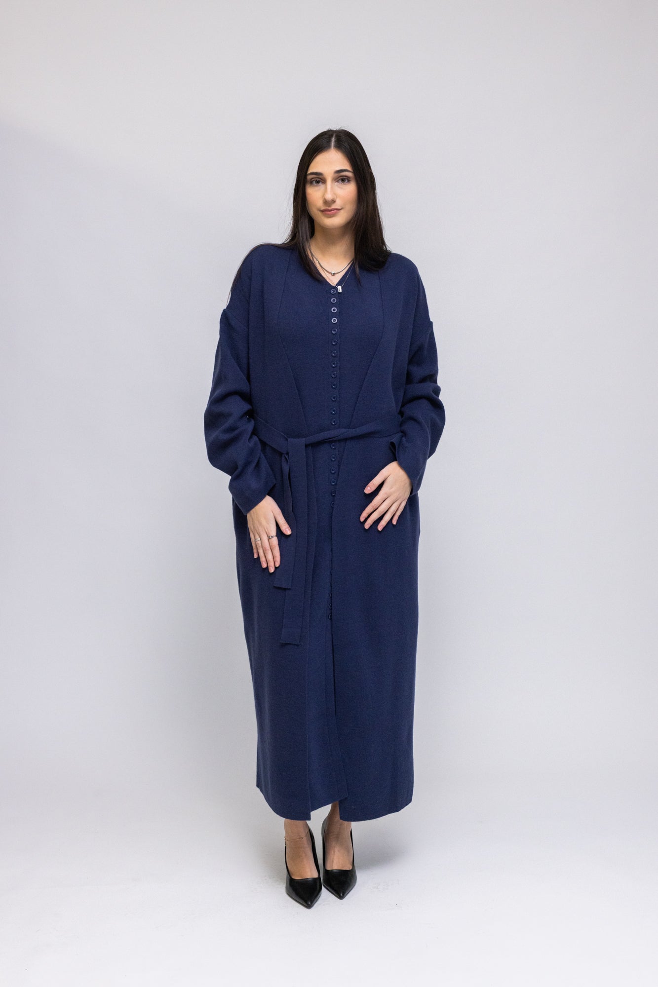 Button-Front Knit Maxi Dress with Matching Cardigan L/XL / Maroon Button-Front Knit Maxi Dress with Matching Cardigan L/XL / Maroon