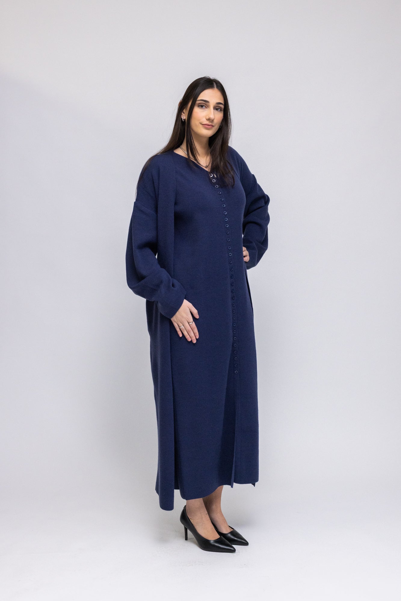 Button-Front Knit Maxi Dress with Matching Cardigan L/XL / Maroon Button-Front Knit Maxi Dress with Matching Cardigan L/XL / Maroon