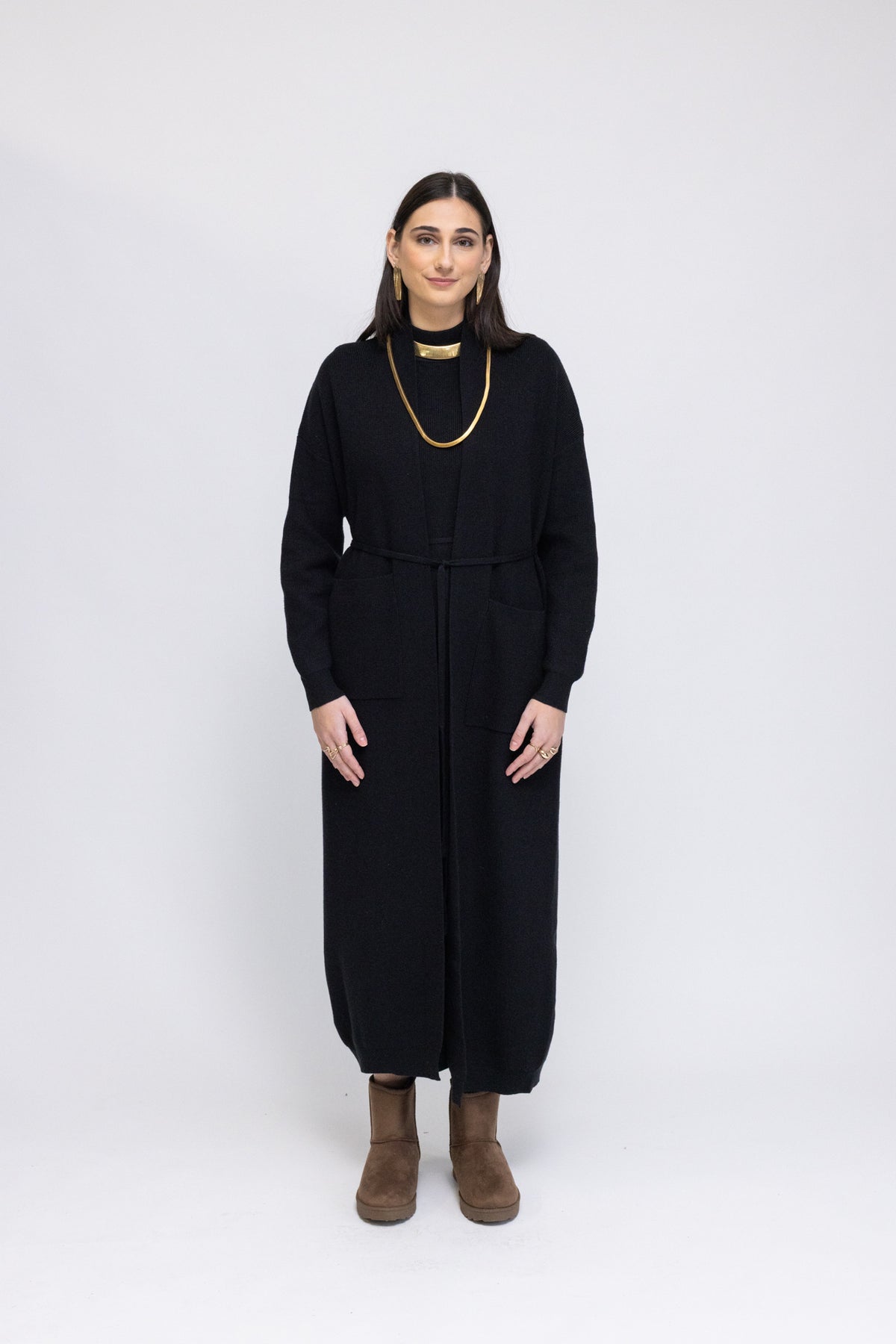 Knit Sleeveless Midi Dress &amp; Longline Cardigan 2-Piece Set