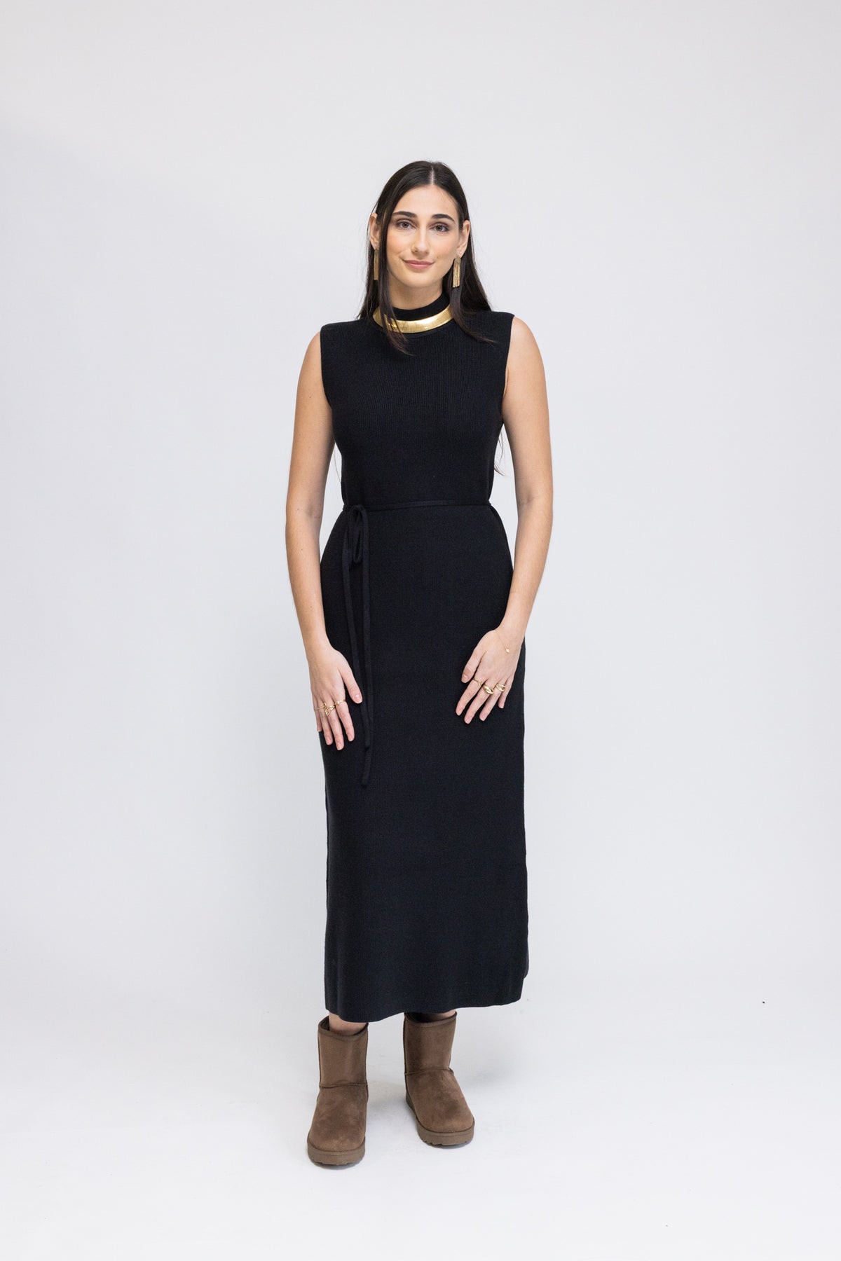 Knit Sleeveless Midi Dress &amp; Longline Cardigan 2-Piece Set