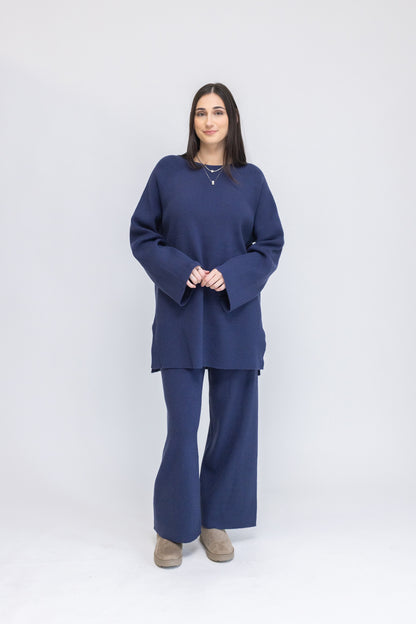 Knit Lounge Tunic &amp; Wide-Leg Pants 2-Piece Set