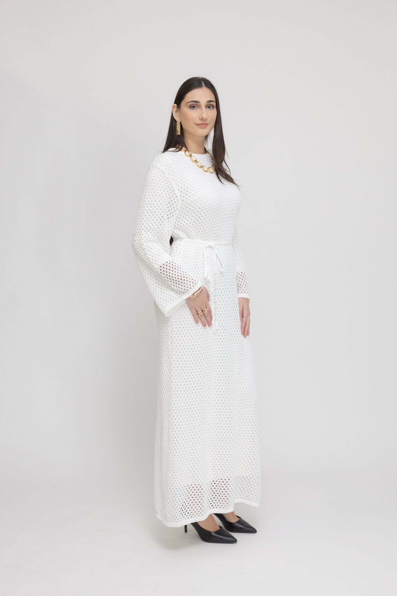 Textured Crochet Maxi Dress with Under Dress M / Black Textured Crochet Maxi Dress with Under Dress M / Black