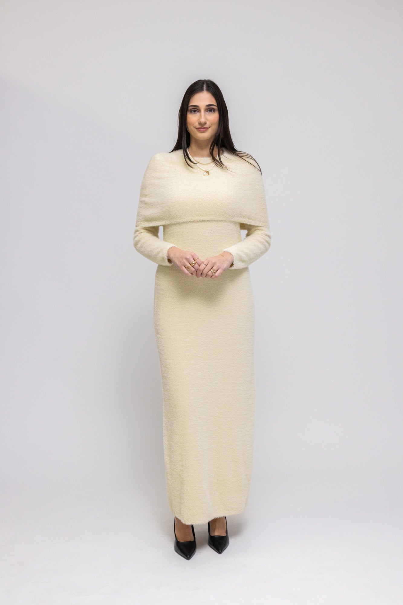 cape overlay midi dress Gemy Maalouf | Ready-to-wear
