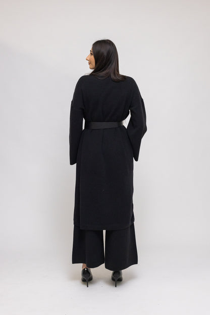 Essential Black Knit Tunic &amp; Wide-Leg Pants 2-Piece Set
