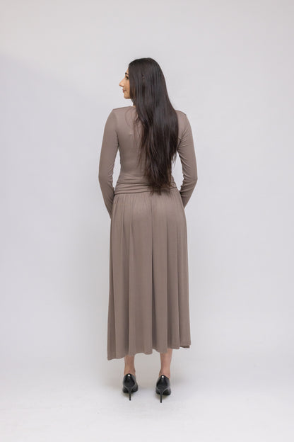 Draped Jersey Top &amp; Midi Skirt 2-Piece Set