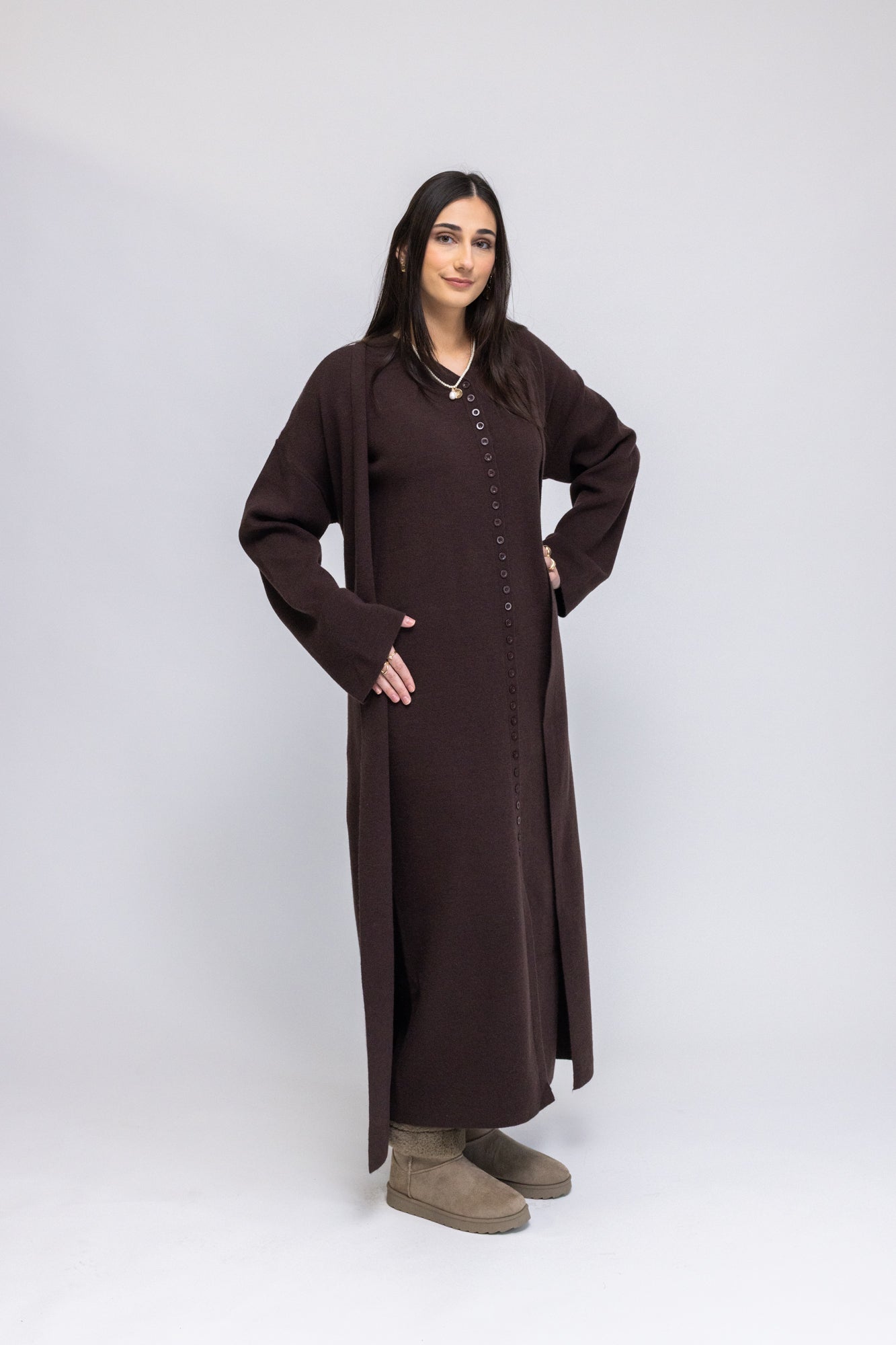 long cardigan over maxi dress Cozy Meets Romantic: Long Cardigan Over Floral Maxi Dress