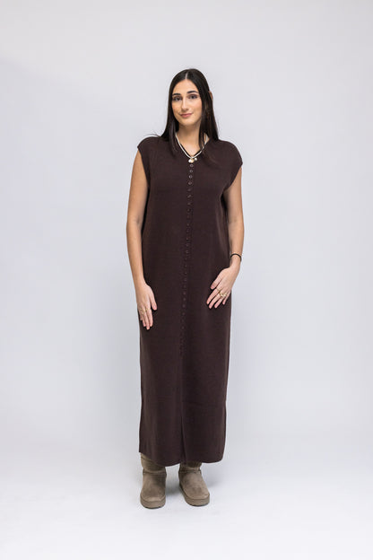 Button-Front Knit Maxi Dress &amp; Longline Cardigan 2-Piece Set