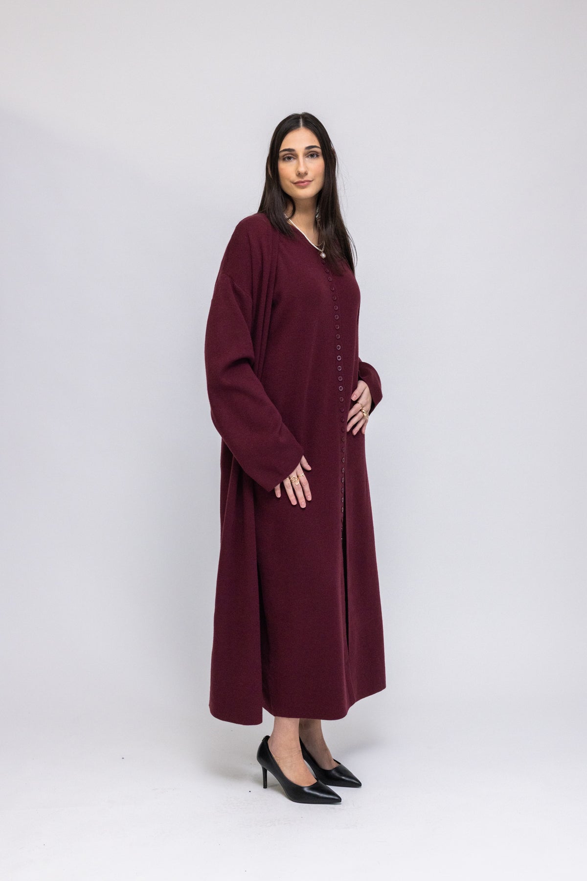 Button-Front Knit Maxi Dress &amp; Longline Cardigan 2-Piece Set