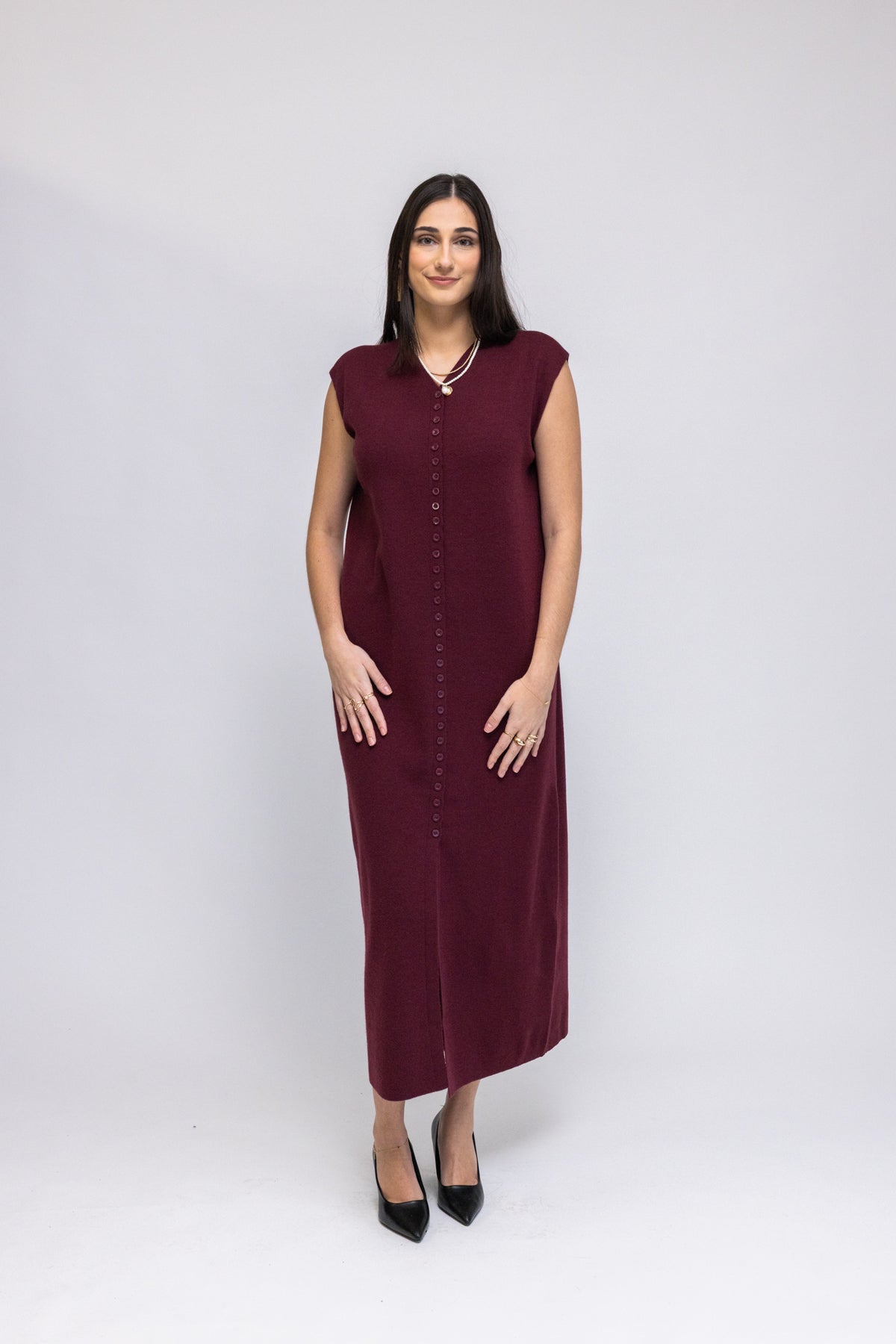 Button-Front Knit Maxi Dress &amp; Longline Cardigan 2-Piece Set