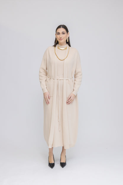 Knit Sleeveless Midi Dress &amp; Longline Cardigan 2-Piece Set