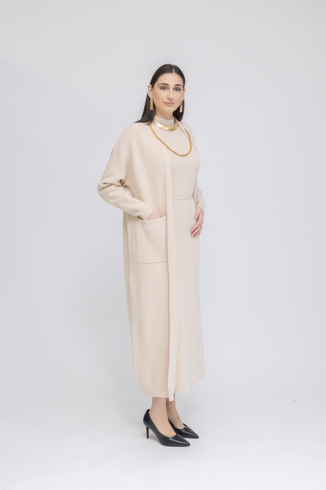 chinese dress ladies Cami Dress and Tied Long Sleeve Cardigan Set – Che' Bella