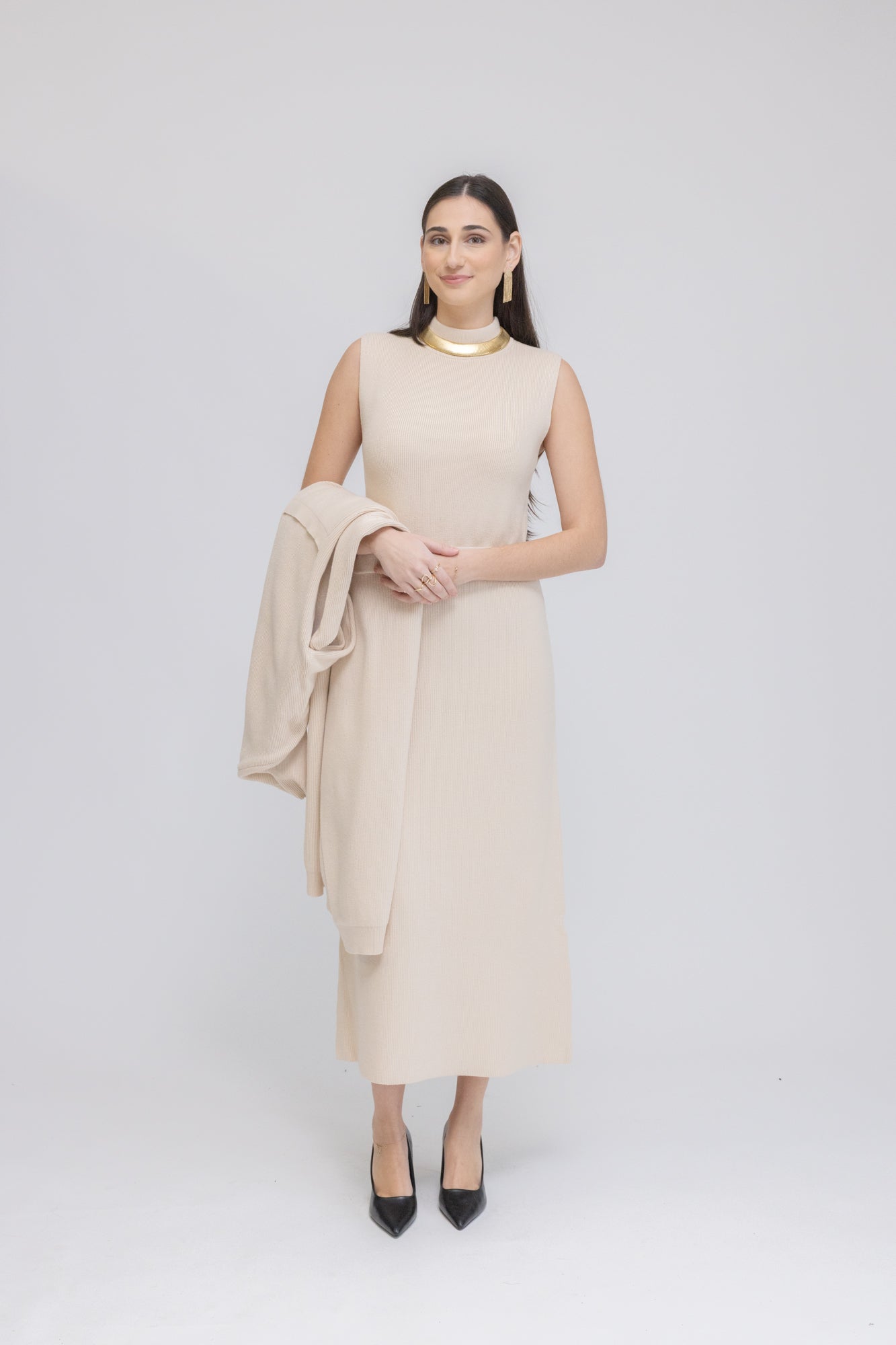 ワンピース andwang Ribcrafted Knit Dress Set beige ANDWANG Ribcrafted Knit Dress Set 【公式通販】
