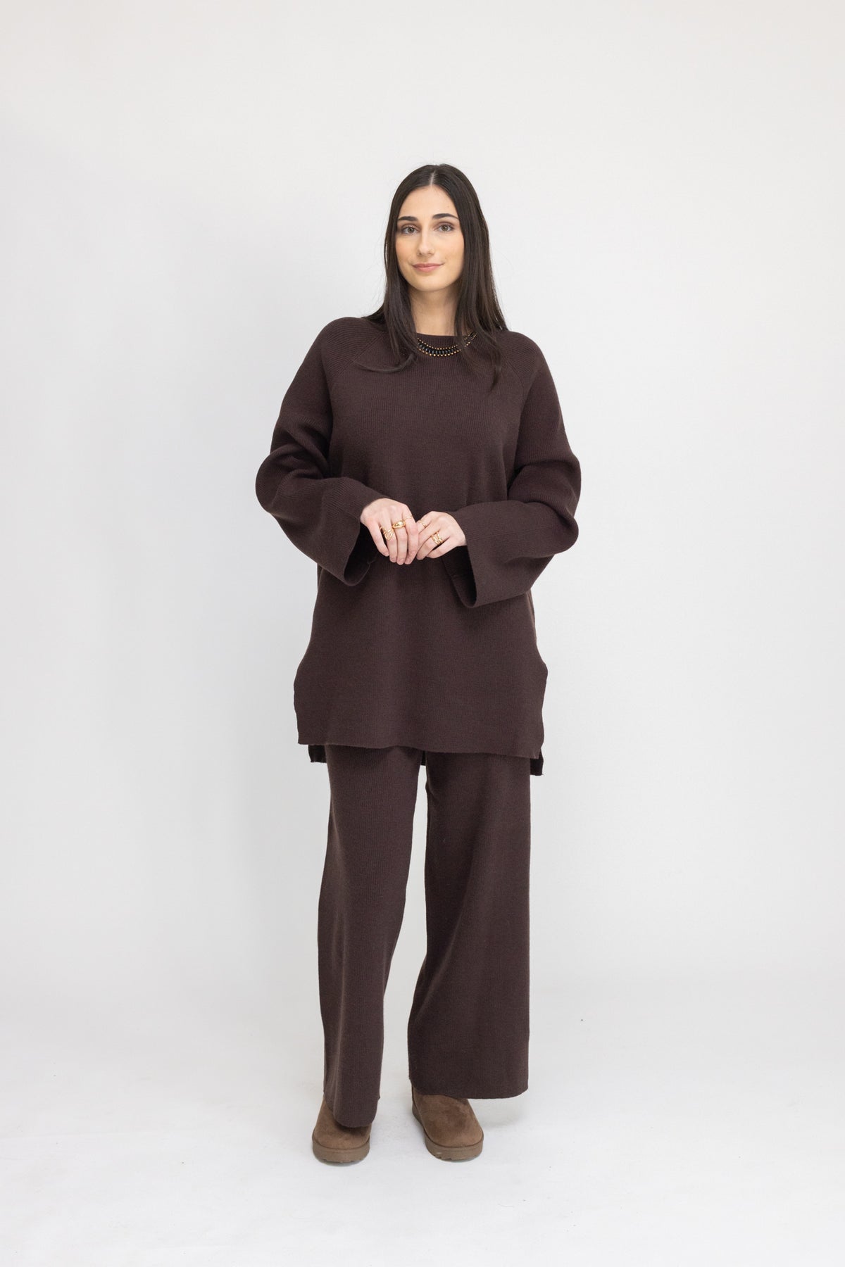 Knit Lounge Tunic &amp; Wide-Leg Pants 2-Piece Set