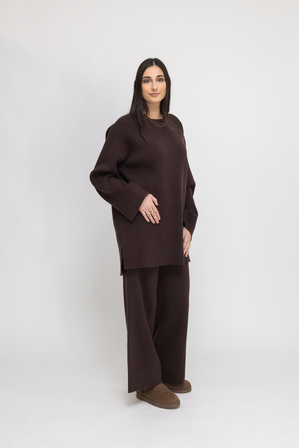 Knit Lounge Tunic &amp; Wide-Leg Pants 2-Piece Set