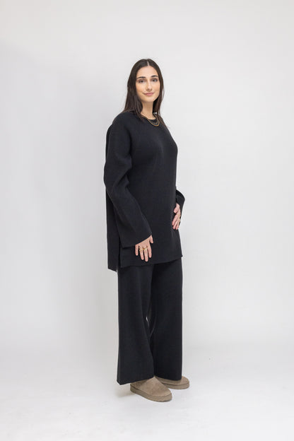 Knit Lounge Tunic &amp; Wide-Leg Pants 2-Piece Set