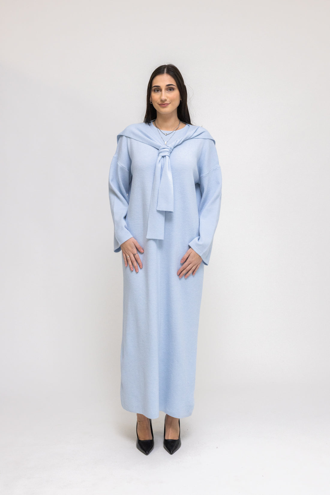 Knit Maxi Dress with Matching Scarf