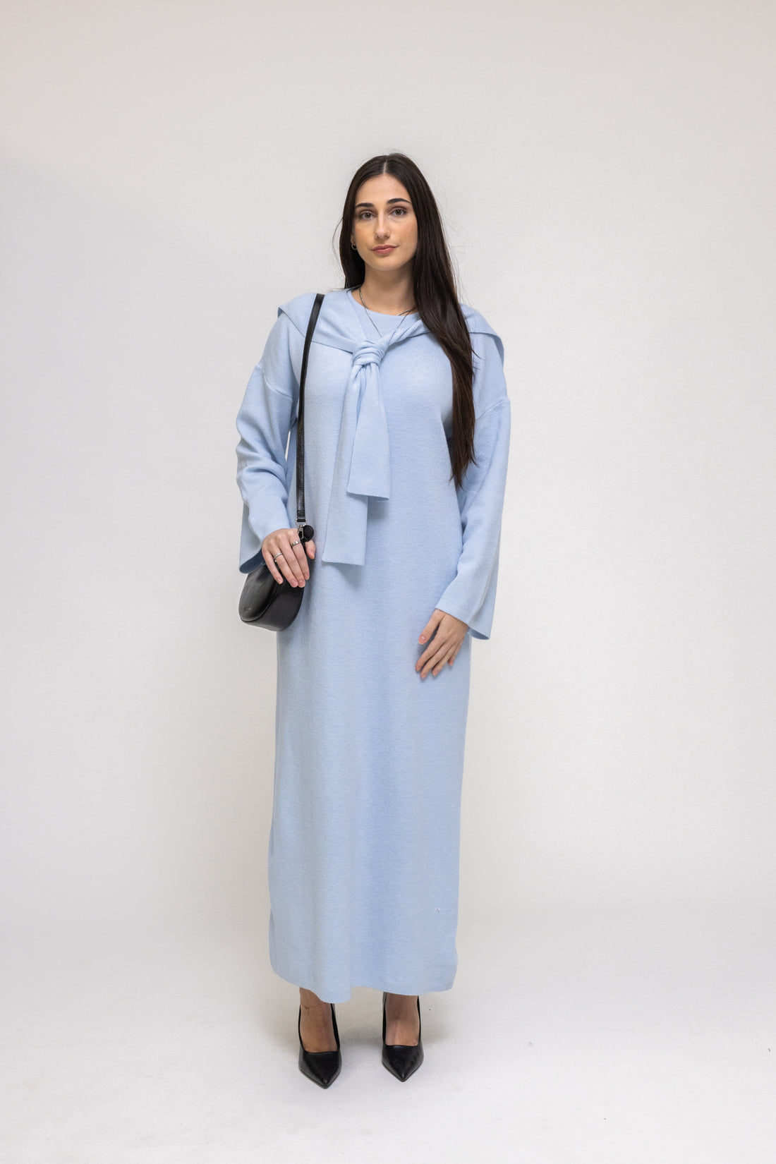 Knit Maxi Dress with Matching Scarf