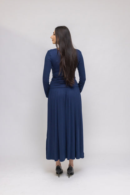 Draped Jersey Top &amp; Midi Skirt 2-Piece Set