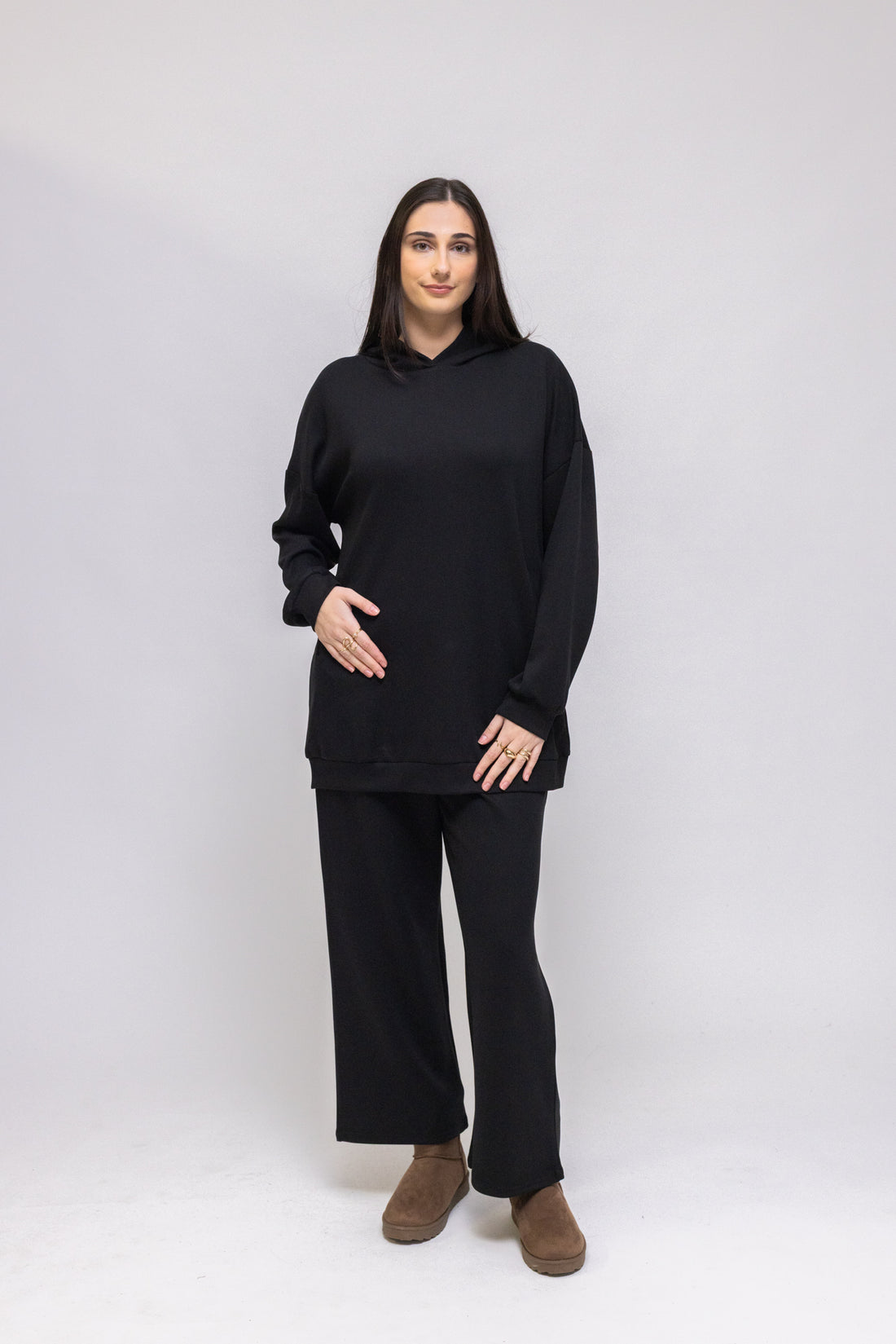 Relaxed Hoodie &amp; Wide-Leg Pants 2-Piece Set